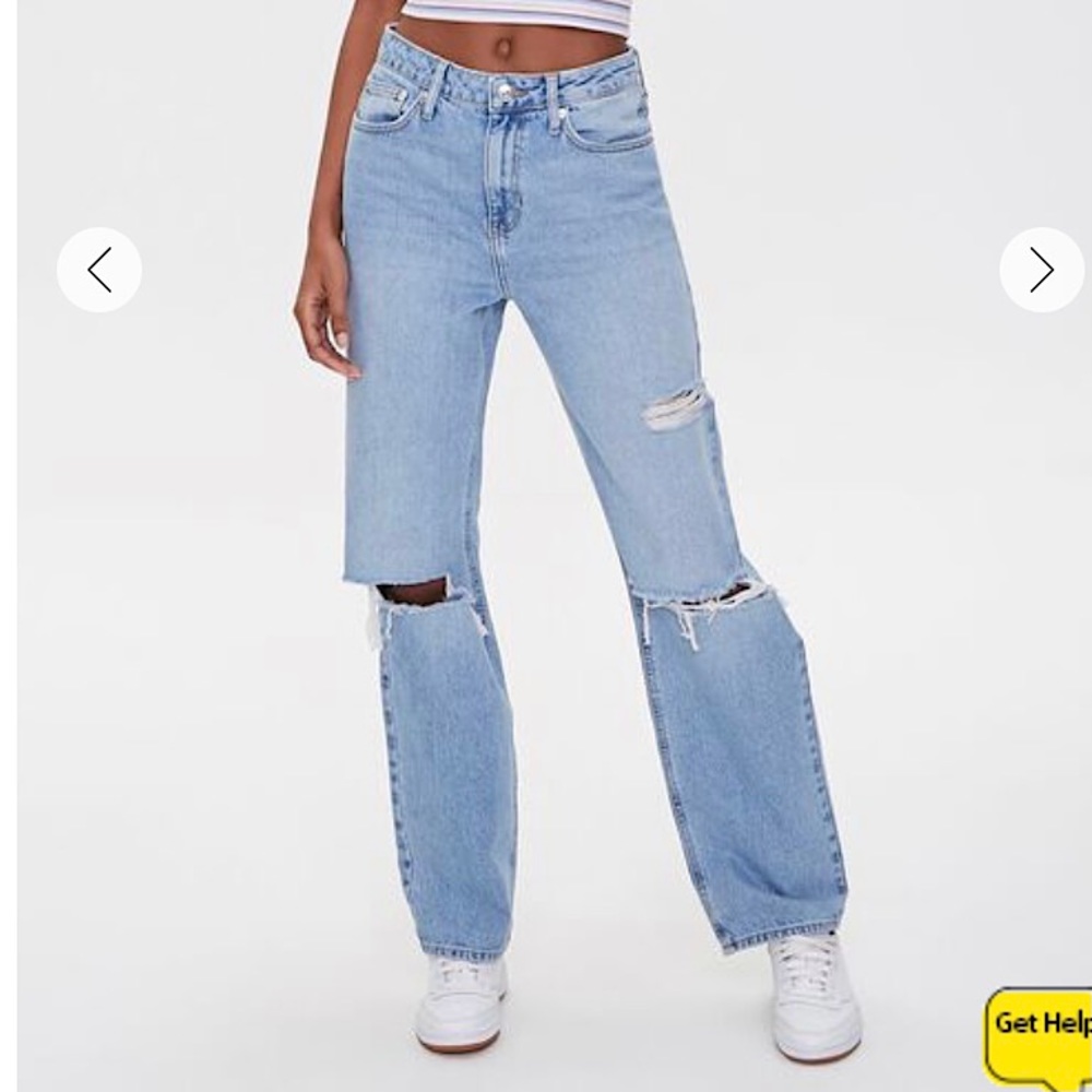 Forever 21 Distressed straight leg jeans
